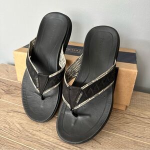 PENDLETON Mens Cannon Beach Leather Tribal Aztec Sandals Flip Flops size 8 black